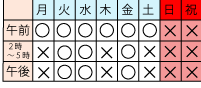 はなのまち　ファミリークリニック診察日
